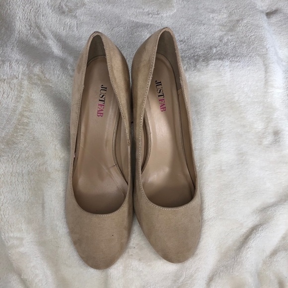 JustFab Tan Suede Block Heel Sz 9 - Picture 9 of 11